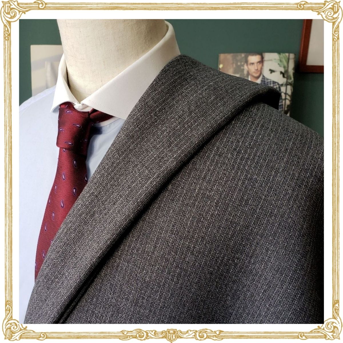 SCABAL スーツ ビンテージ ウール グレー ストライプ-